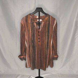 New Directions Brown & Black Blouse – Size 3X – GUC